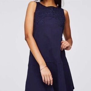 Ann Taylor LOFT Navy Blue Flounce Lace Sleeveless Dress – Size XS Petite